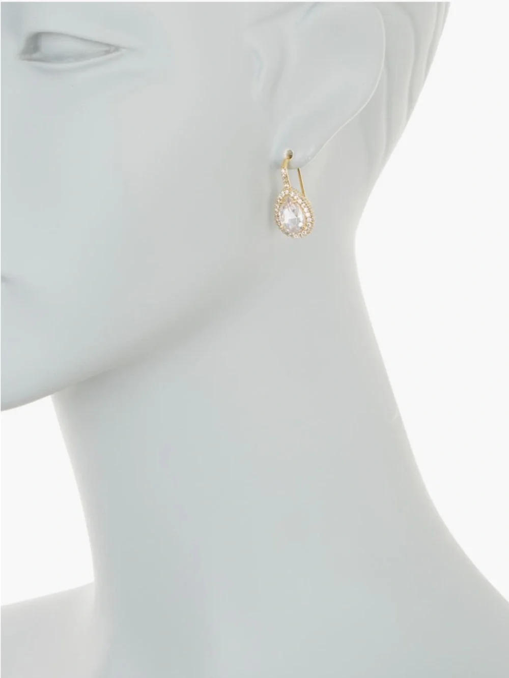 Kate Spade Saturday Pave Halo Drop Earrings in Clear Gold NWT
